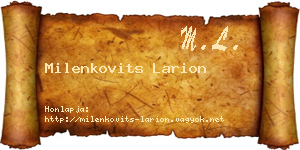 Milenkovits Larion névjegykártya